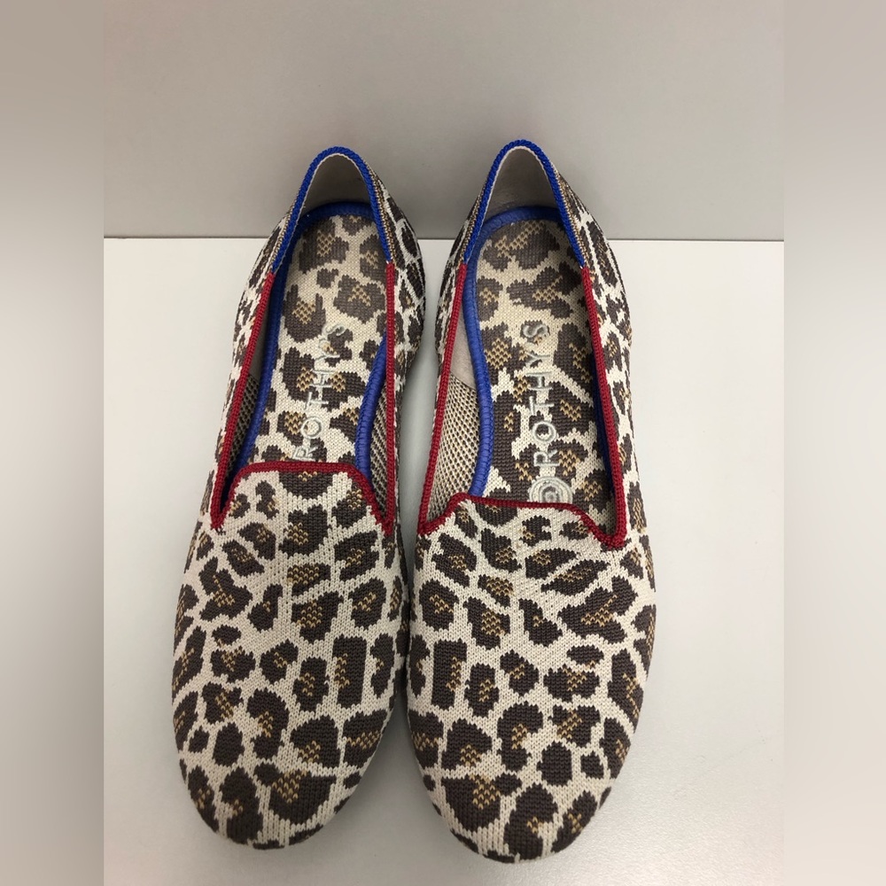 Rothy's Mocha Spot Animal Leopard Cheetah Slip On Loafer Flat Shoes Size 6.5